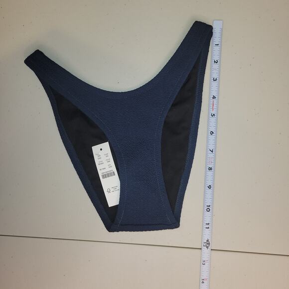 J Crew Bikini Bottom Textured curved-waist cheeky Size XS Blue BC050 - Picture 6 of 6